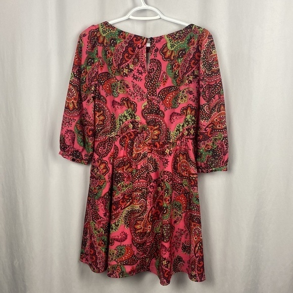 Anthropologie The Korner Paisley Colourful Puff Sleeved Mini Dress - Size Small - Picture 15 of 16